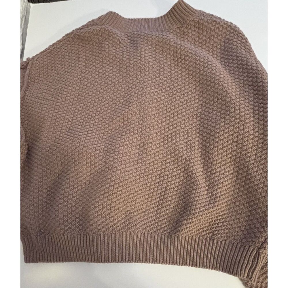Free People Taupe Chunky Knit Cropped Cardigan Textured Cozycore Grandpacore XL - Picture 4 of 7